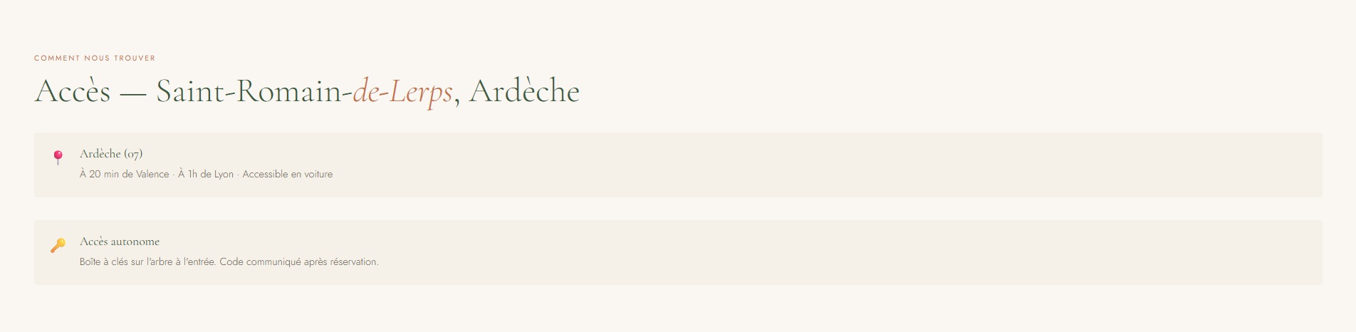Accès au gîte